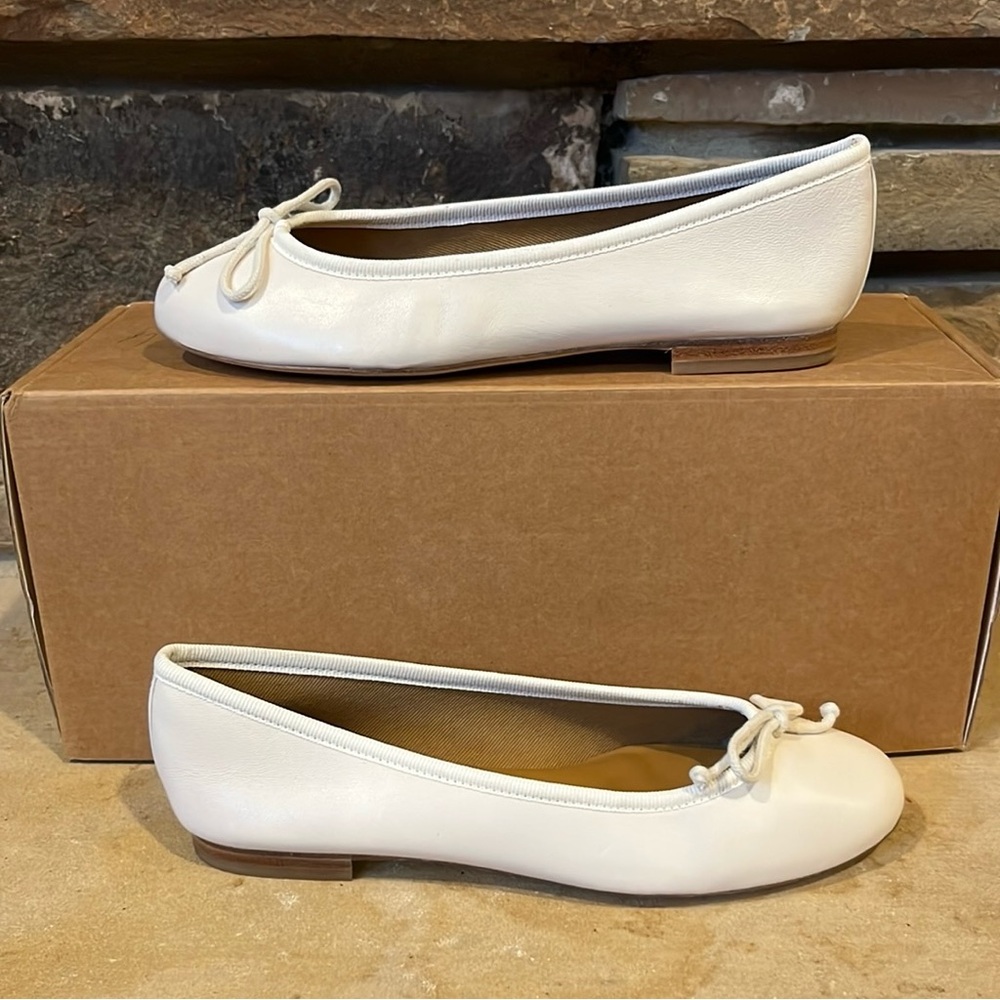 Margaux The Demi Ivory Nappa Leather Bow Ballet Flats